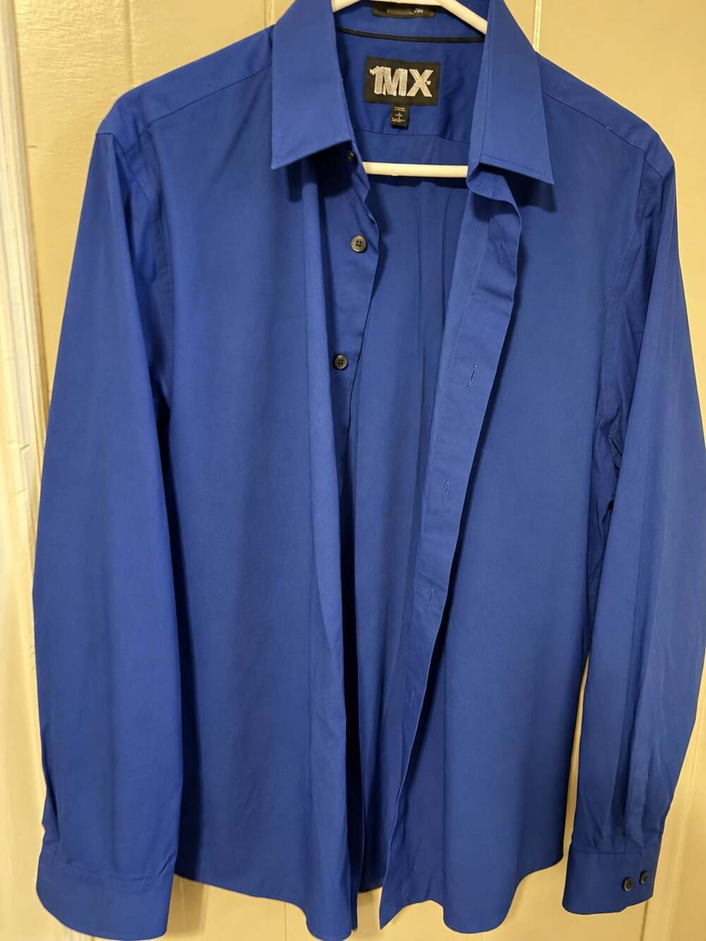 EXPRESS 1MX Modern Fit Royal Blue Long Sleeve Button Up Dress Shirt
